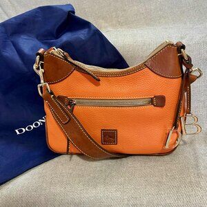 Dooney & Bourke Orange Pebbled Leather Zippered Shoulder Bag